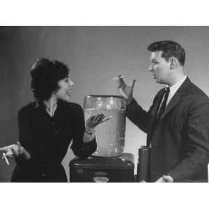  Nightclub Comedians Mike Nichols and Elaine May Doing Skit 