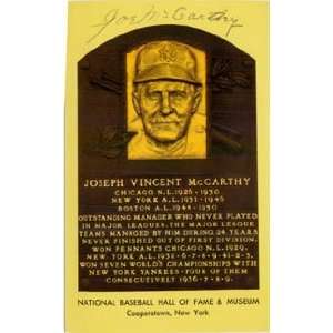  Signed McCarthy, Joe Hall of Fame Plaque Post Card Sports 