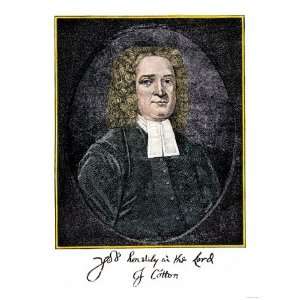  Reverend John Cotton Portrait and Signature Premium Poster 