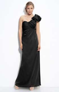 Adrianna Papell One Shoulder Chiffon Dress with Bow  