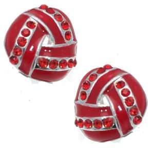 Lisa Marie Silver Red Ruby Crystal Clip On Earrings