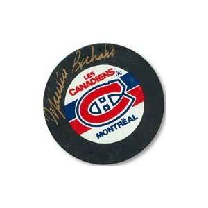 Maurice Richard Autographed Puck   with Rocket Inscription