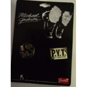  Michael Jackson P.Y.T. Pretty Young Thing Pin and I heart M J 