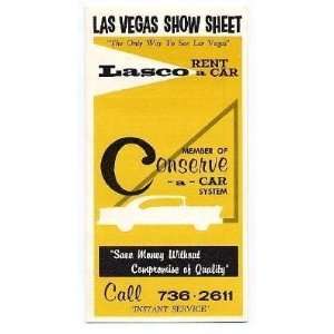 LASCO Car Rental Las Vegas Show Sheet July 1966 Red Skelton Jayne 