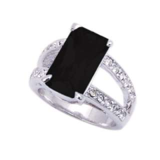 Emerald Cut CZ Dual Band Ring in Size 5 6 7 8 or 9  