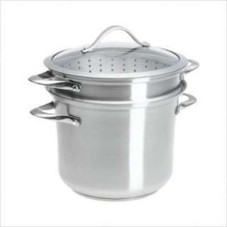   Contemporary Stainless 8 Quart Multi Pot with Glass Lid and 2 Inserts