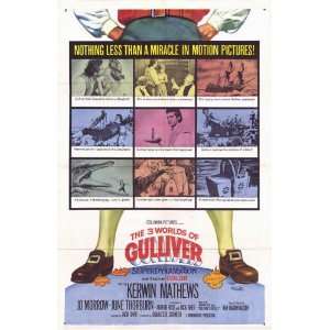  OF GULLIVER original 1960 27x41 one sheet movie poster RAY HARRYHAUSEN