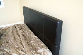 TQueen Size Platform Bed, Padded Bicast leather headboard and 