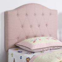   Youth Bedroom Headboard Twin Size Tufted Pink Pattern Fabric  