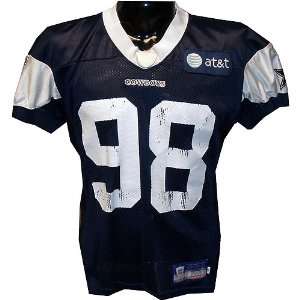  Curtis Johnson #98 2009 Cowboys Used Navy Practice Jersey 
