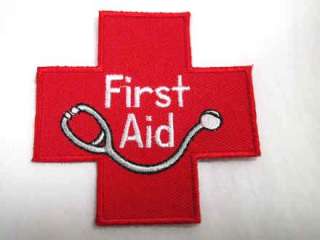 First Aid Red Cross Embroidered Iron On Patch  