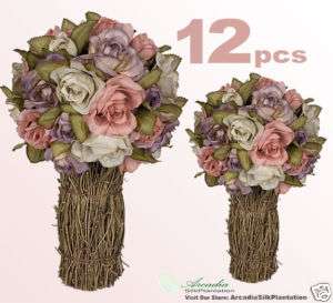 12 Rose Topiaries Silk Flower Wedding Centerpieces 12  