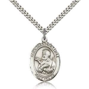 925 Sterling Silver St. Saint Francis Xavier Medal Pendant 1 x 3/4 