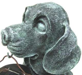 Cute Hound Dog Solar Light Garden Statue Pup Black  