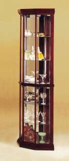 Martha Cherry Finish Slim Glass Corner Curio Cabinet  