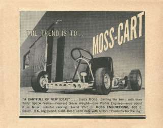 Vintage And Rare Summer of 1960 Moss Cart Go Kart Ad  