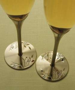 Venice Gold & Swarovski Crystals Wedding Toasting Flutes Glass  