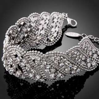 ARINNA Swarovski Crystal White Gold GP Chain Bracelet  