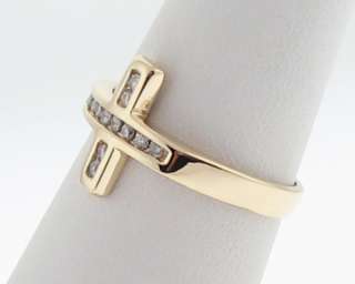 Cross Genuine Diamonds Solid 14k Yellow Gold Ring Band  