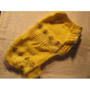  Yellow Dog Sweater with Flower Patterns MEDIUM 14 