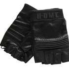 Mens Harley Davidson Deceiver H D MC Black Leather Fingerless Gloves 