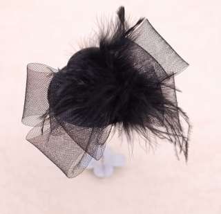 black mini top hat fascinator millinery feather net  