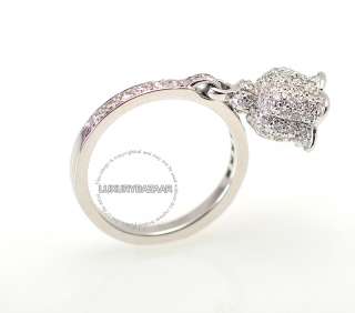 Dior 18K White Gold Diamond & Garnet Dangle Ring  
