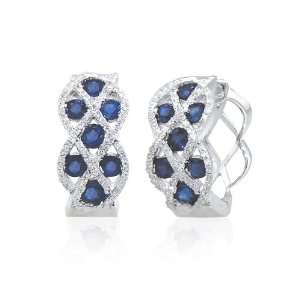   Effy 14K White Gold Sapphire and Diamond Earring, 2.07 Tcw. Jewelry