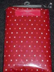 Red Valentines Hearts Vinyl Tablecloth 52x70 Oblong NEW  