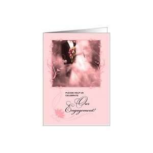  Engagement Party Invitation Bride and Groom in Pink Card 