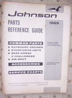 1969 Johnson Outboard Parts Guide Skee Horse Air Buoy x  