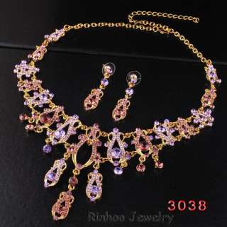 Wholesale 6sets gold plate high grade alloy wedding necklace earrings 