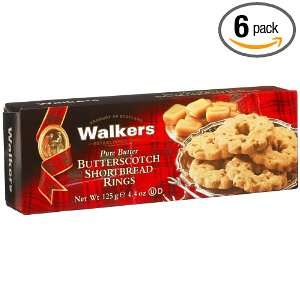 Walkers Shortbread Butterscotch Rings, 4.4 Ounce Boxes (Pack of 6 