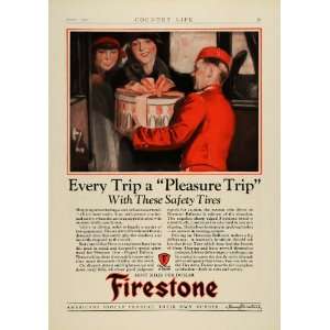 1927 Ad Firestone Gum Dipped Balloon Tires Car Parts Bellhop Hat Box 