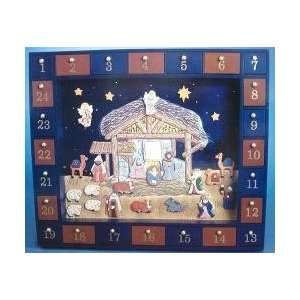   Wall Mount/Table Top Wooden Christmas Nativity Advent Calendar Set 16