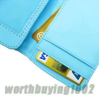 New Soft Leather Case Wallet for ipod touch 4G Blue  