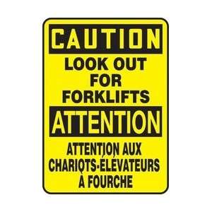  CAUTION LOOK OUT FOR FORKLIFTS Sign   14 x 10 Adhesive 