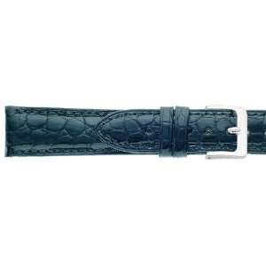   Black Short Padded & Stitched Genuine Crocodile Leather Watch strap