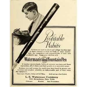  1920 Ad Watermans Ideal Fountain Pen Broadway NY Child 