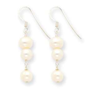   Silver White Freshwater Cultured Pearl Earrings   QE5433 Jewelry