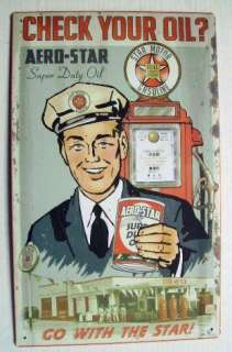 Vintage STAR OIL Gas Service Station Ad Tin Sign Pump  