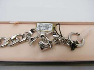 Juicy Couture Silver Bow Heart Charm Starter Bracelet YJRU4595 *NWT 
