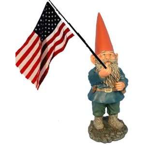   Garden Gnome   Jefferson with American Flag Patio, Lawn & Garden