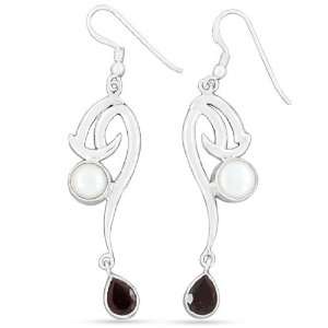   Natural South Sea Pearl Garnet Dangle Drop Earrings Jewelry Jewelry