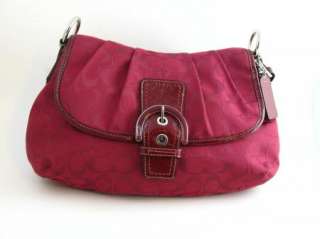 COACH Bag SOHO Signature Flap Hobo Crimson Red Purse NWT F17093 w 