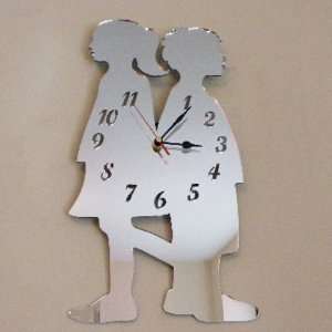  Acrylic Boy and Girl Clock Mirror 30cm X 16cm