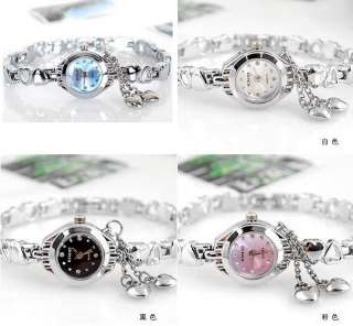 Women Heart Pendant Fashion Quartz Wrist Bracelet Watch  