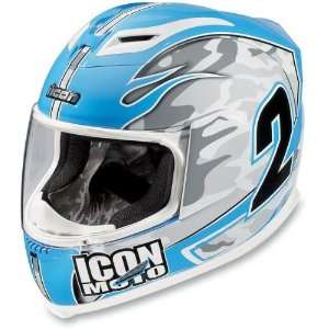 Icon Airframe Helmet , Color Baby Blue, Style Team, Size 