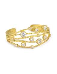 Kevia Genevieve Varied Size Cubic Zirconia Set on Pounded Layer Cuff 
