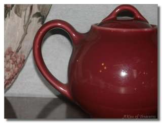 Vintage Burgandy Maroon Lipton Tea Pottery Teapot  